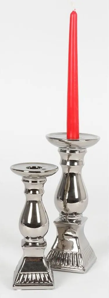 Set de 6 Bougeoirs Argentés 20cm Idéal pour Mariage et Centres de Table Chic