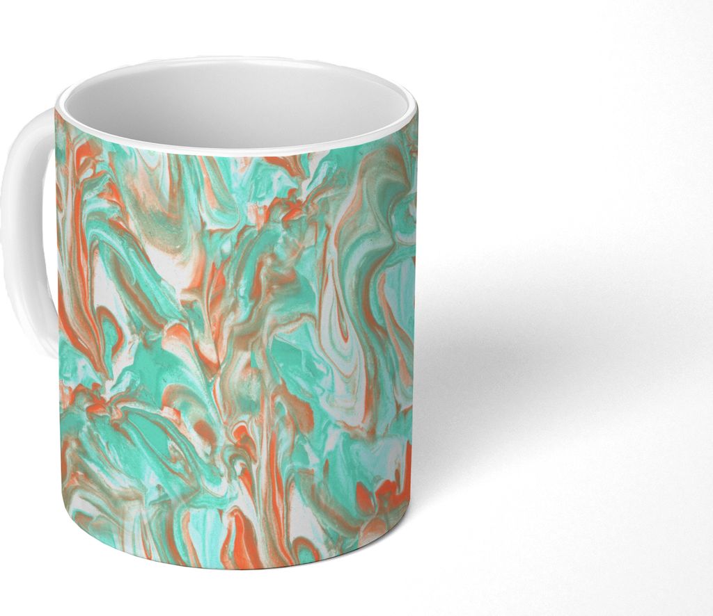 MuchoWow Tasse Kaffeetasse Kaffeebecher 350 ml Marmor - Neon - Muster - Farbe Teetasse - Fototasse - Becher - Keramikbecher - Teebecher - Kaffeet...