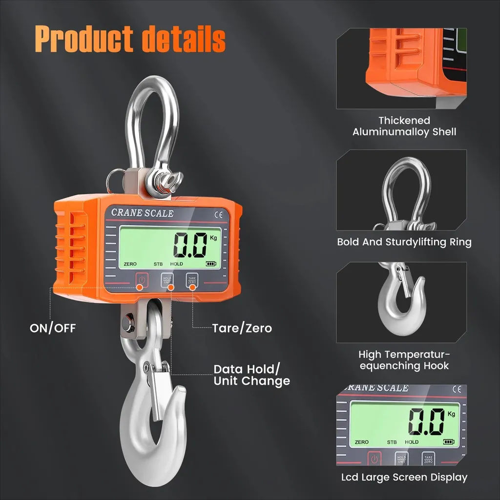 Balance de levage 1000 kg télécommandée - Écran rétroéclairé LCD Orange - 3