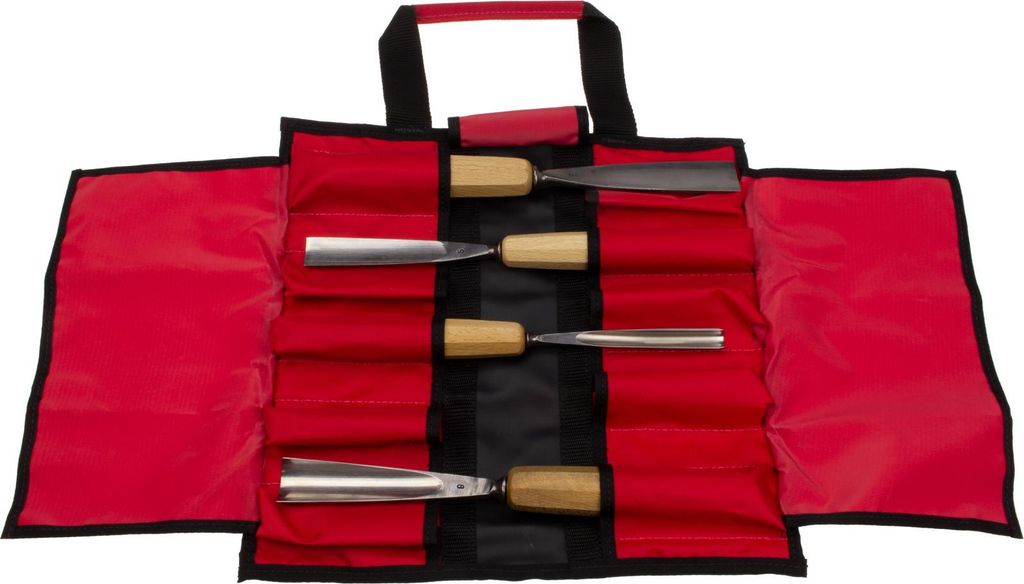 STUBAI S550 Schnitzersatz 4-tlg. | Grundausstattung für Holzschnitzerei & Bildhauerei | 4 Schnitzeisen (Flach- & Hohleisen) mit Holzheften | In ro...