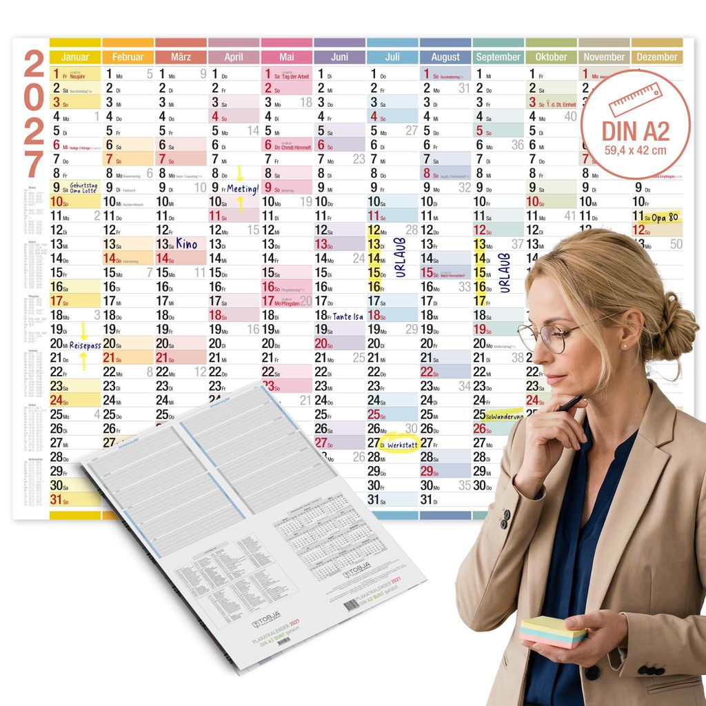 Wandkalender 2027 A2 Color Line Querformat – Jahresplaner Produktbild 
