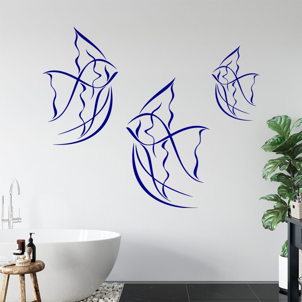 Fische Linien - Fisch Wandtattoo in 6 Größen - Wandaufkleber Wall Sticker - Dekoration, Küche, Wohnzimmer, Schlafzimmer, Badezimmer