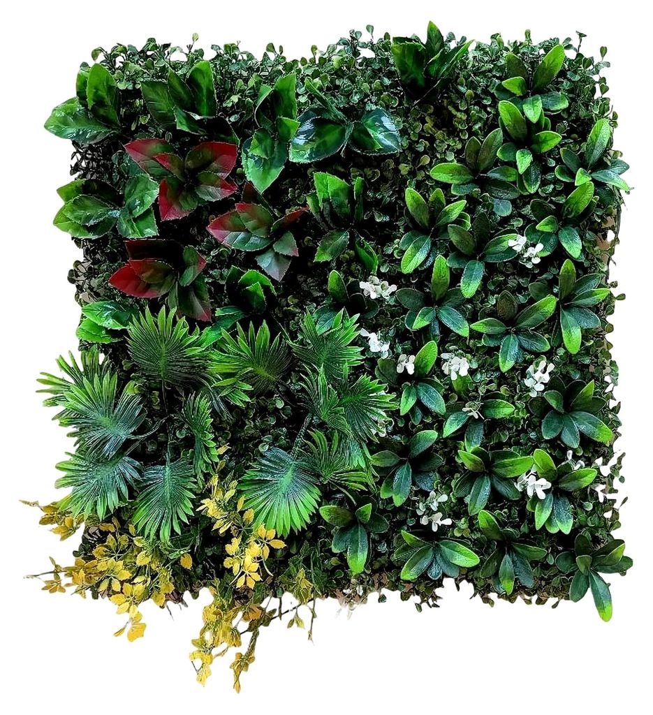 6 Stück Künstliche Pflanzenwand, 50x50 cm, UV-beständig, pflegeleichte Sichtschutz-Deko für Haus und Garten