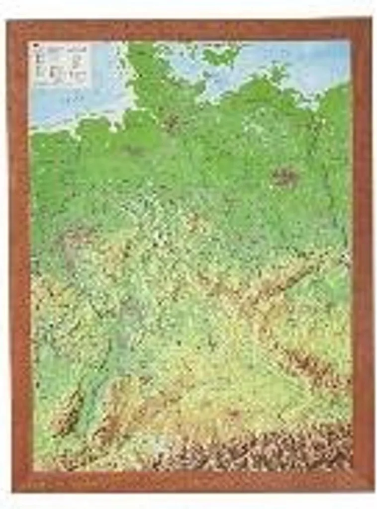 Carte Allemagne 3D en Relief 1:2.4 MIO avec Cadre en Bois de Qualité