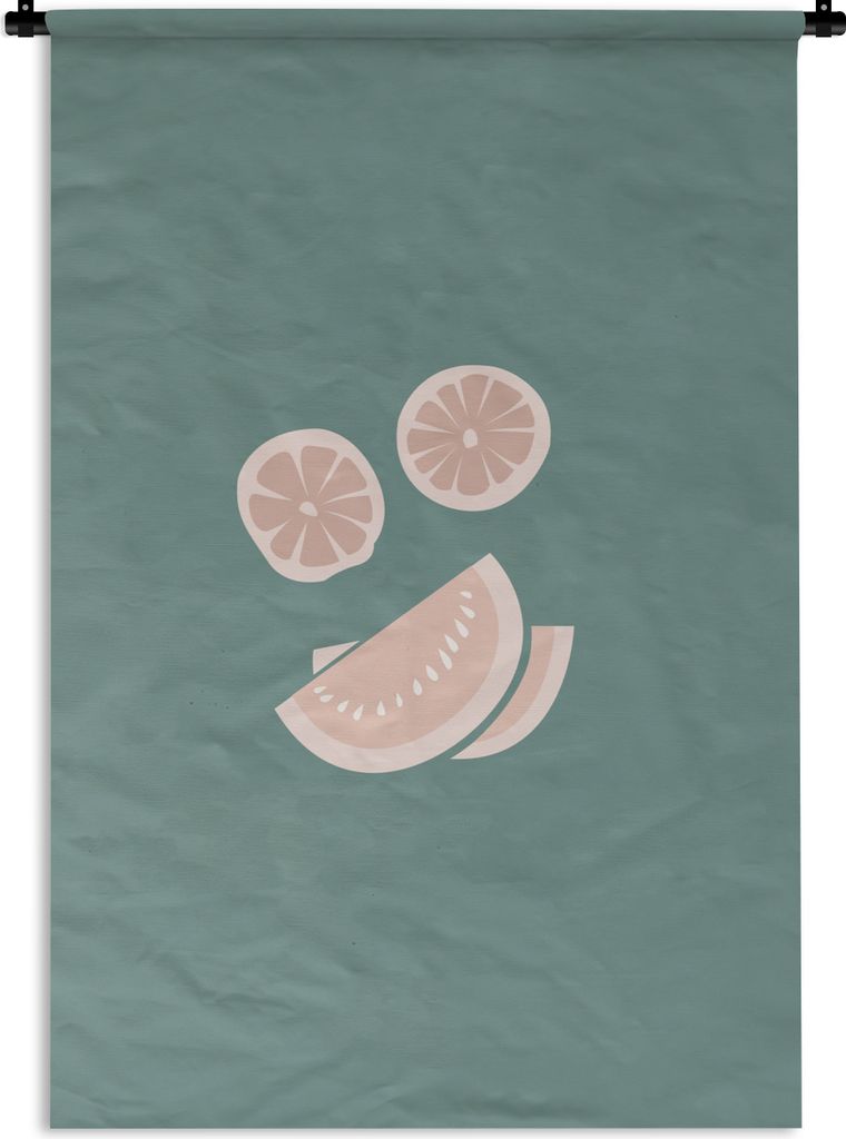 MuchoWow Wandteppich Wandbehang Sommer - Obst - Pastell 90x135 cm Tapisserie Dekoration Wandtuch - Baumwolle - Wandskulptur