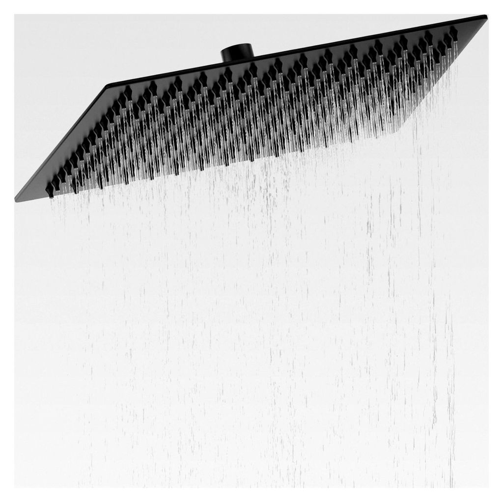 Kopfbrause 30 cm aus Edelstahl 304 - Duschkopf Regendusche mit selbstreinigenden Düsen - Quadratischer Duschkopf in Mattschwarz