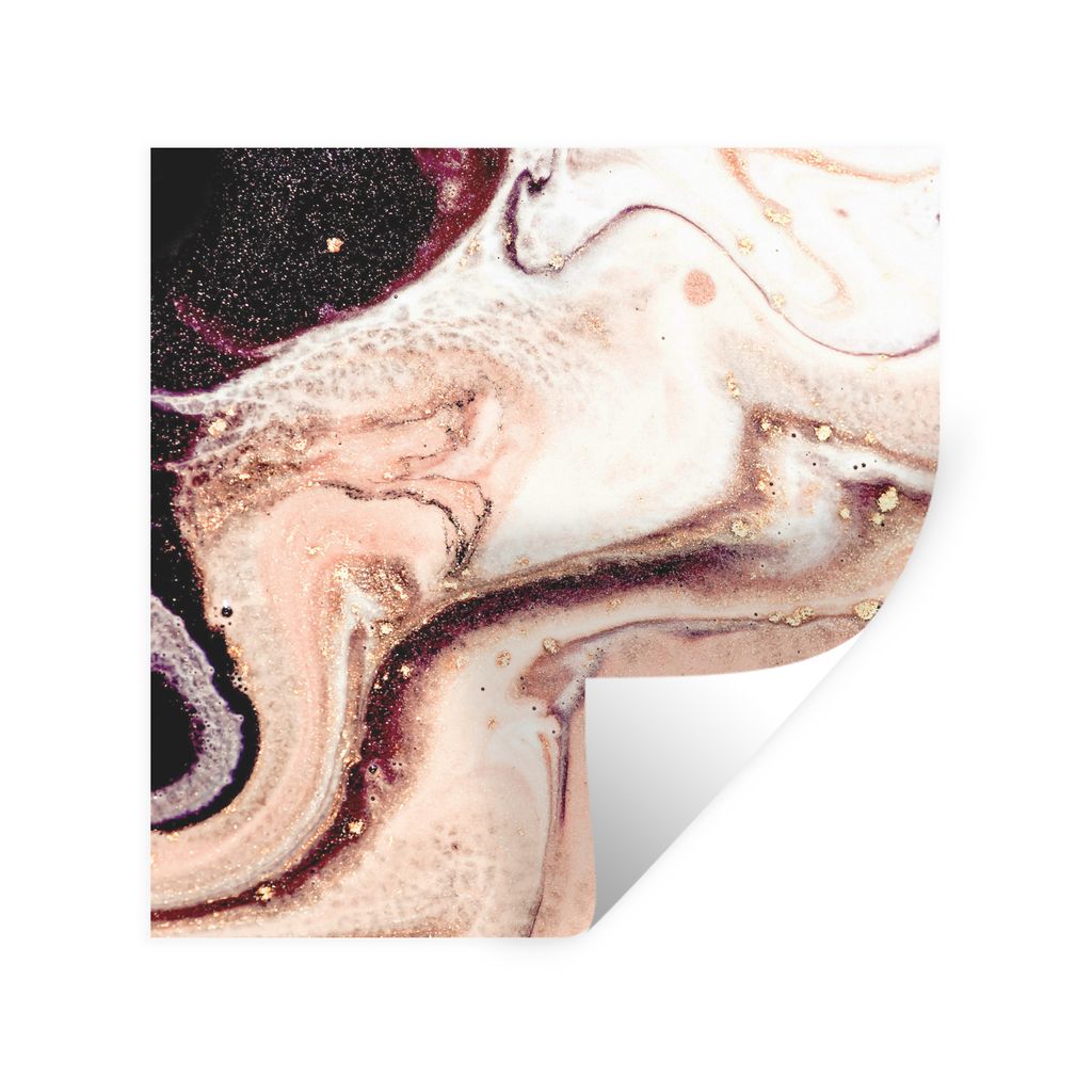 MuchoWow Wandtattoo Wandsticker Wandaufkleber Stein - Marmor - Edelstein - Abstrakt - Natur - Rosa 50x50 cm Selbstklebend und Repositionierbar - ...