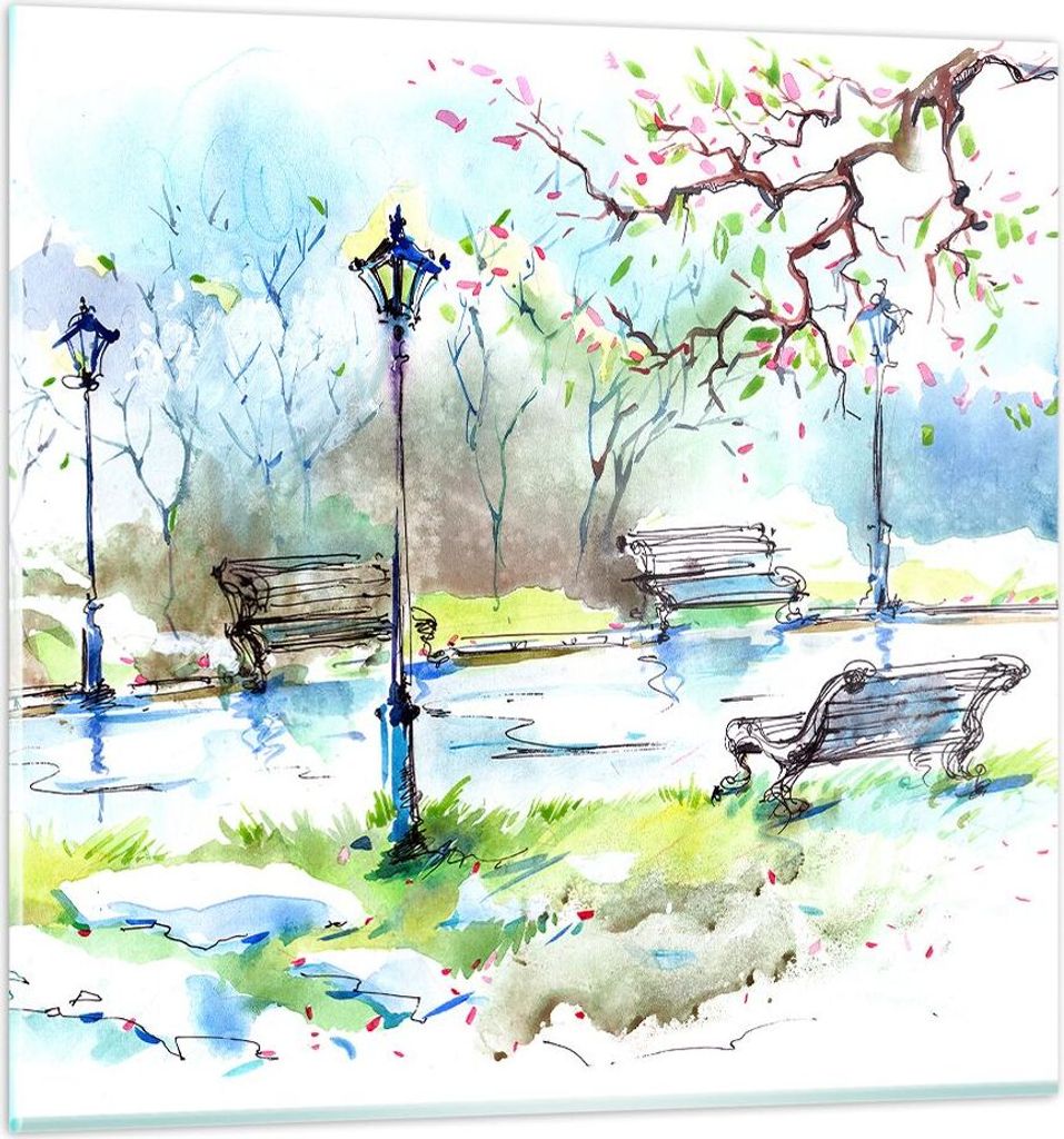 Bilder auf glas - Path urban Park Landschaft - 50x50cm - Glasbilder - Wandbilder - Kunstdruck - zum Aufhängen bereit - Wanddekoration aus Glas - G...