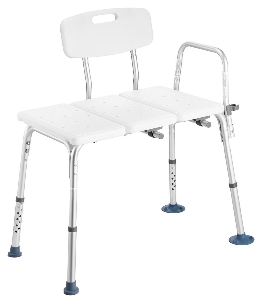 SucceBuy Badewannentransferbank 180 kg Tragfähigkeit, Duschstuhl mit Armlehnen und Rückenlehne, höhenverstellbarer Sitz (37-48 cm) für Menschen...