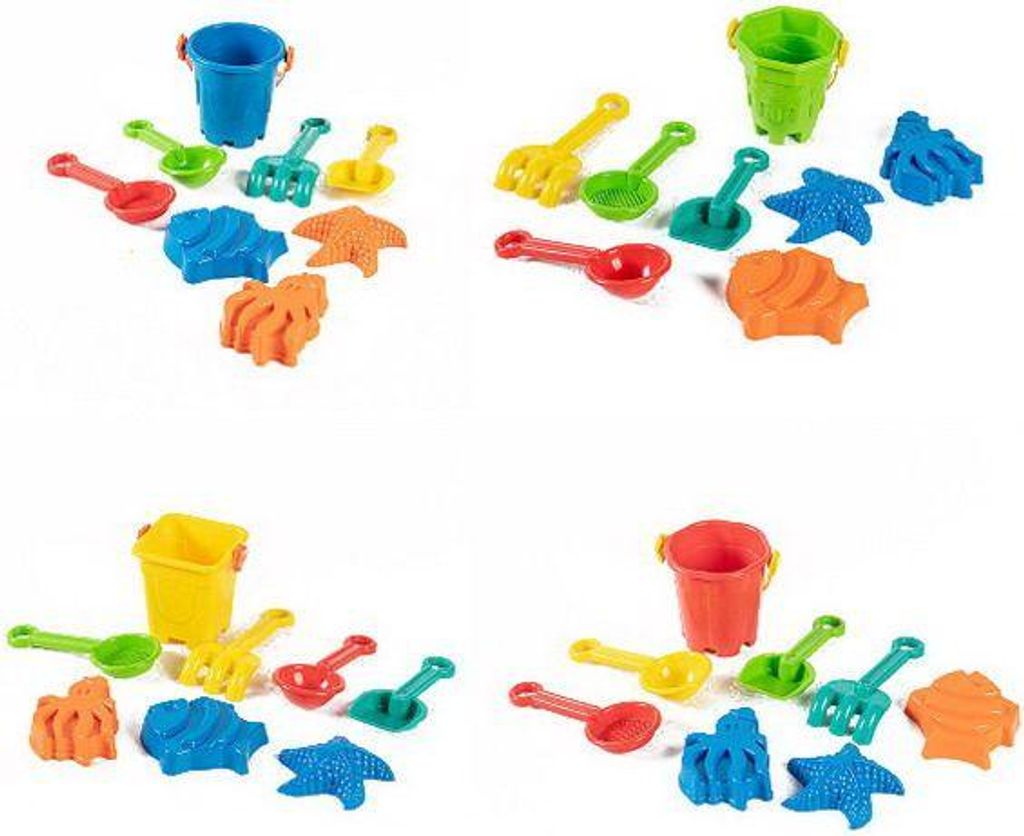 Sandspielzeug-Set mit Eimer, Werkzeugen und Förmchen