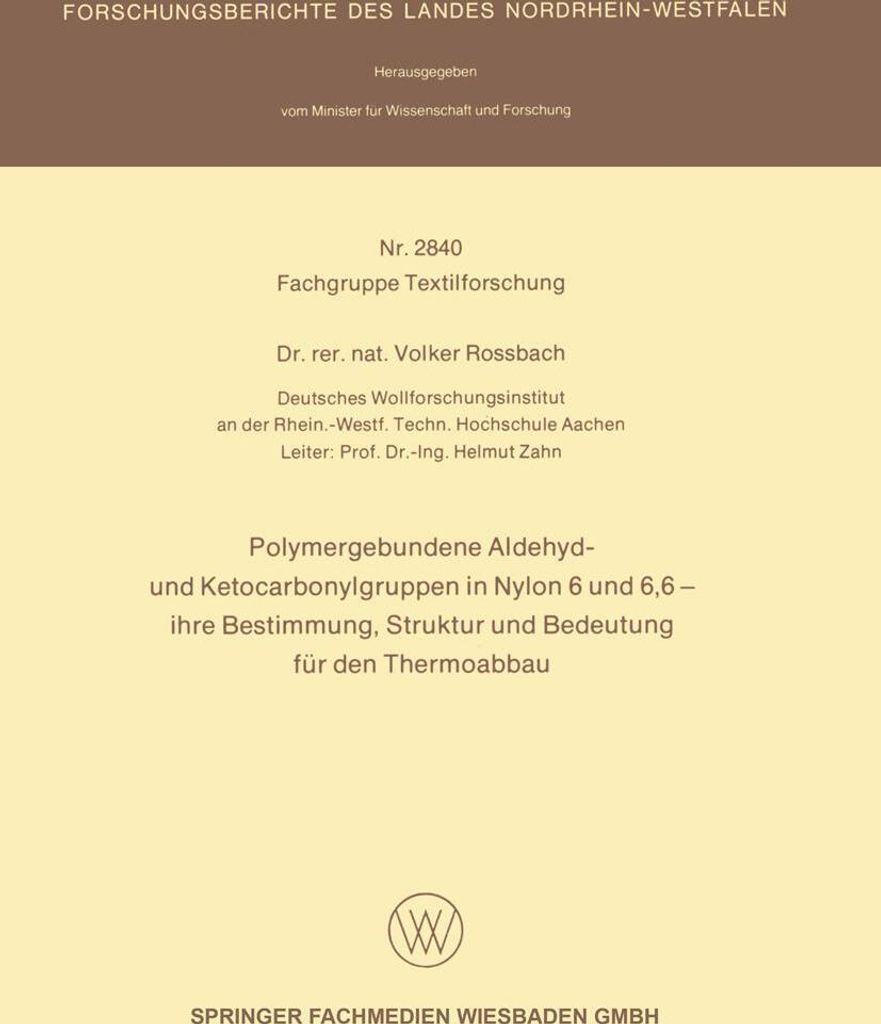 Polymergebundene Aldehyd- und Ketocarbonylgruppen in Nylon 6 und 6, 6 - ihre Bestimmung, Struktur und Bedeutung für den Thermoabbau