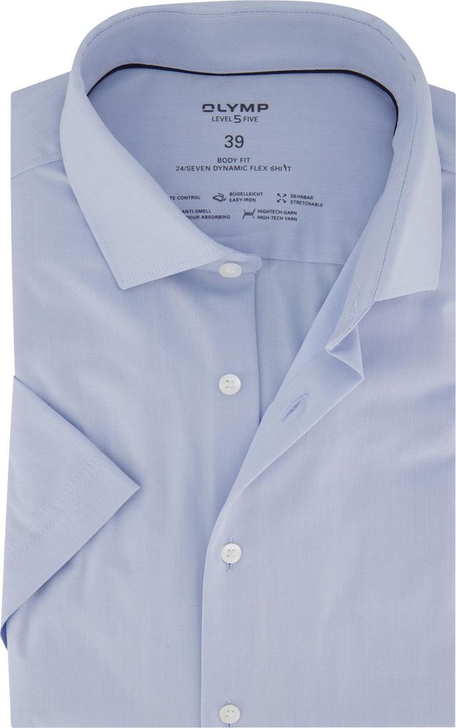 Olymp Hemd Kurzarm Body-Fit hellblau 24/seven dynamic flex