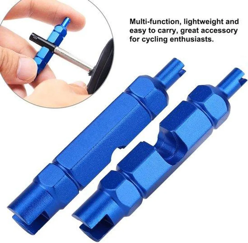 Rallonge de valve vélo en aluminium avec outil démonte-obus intégré