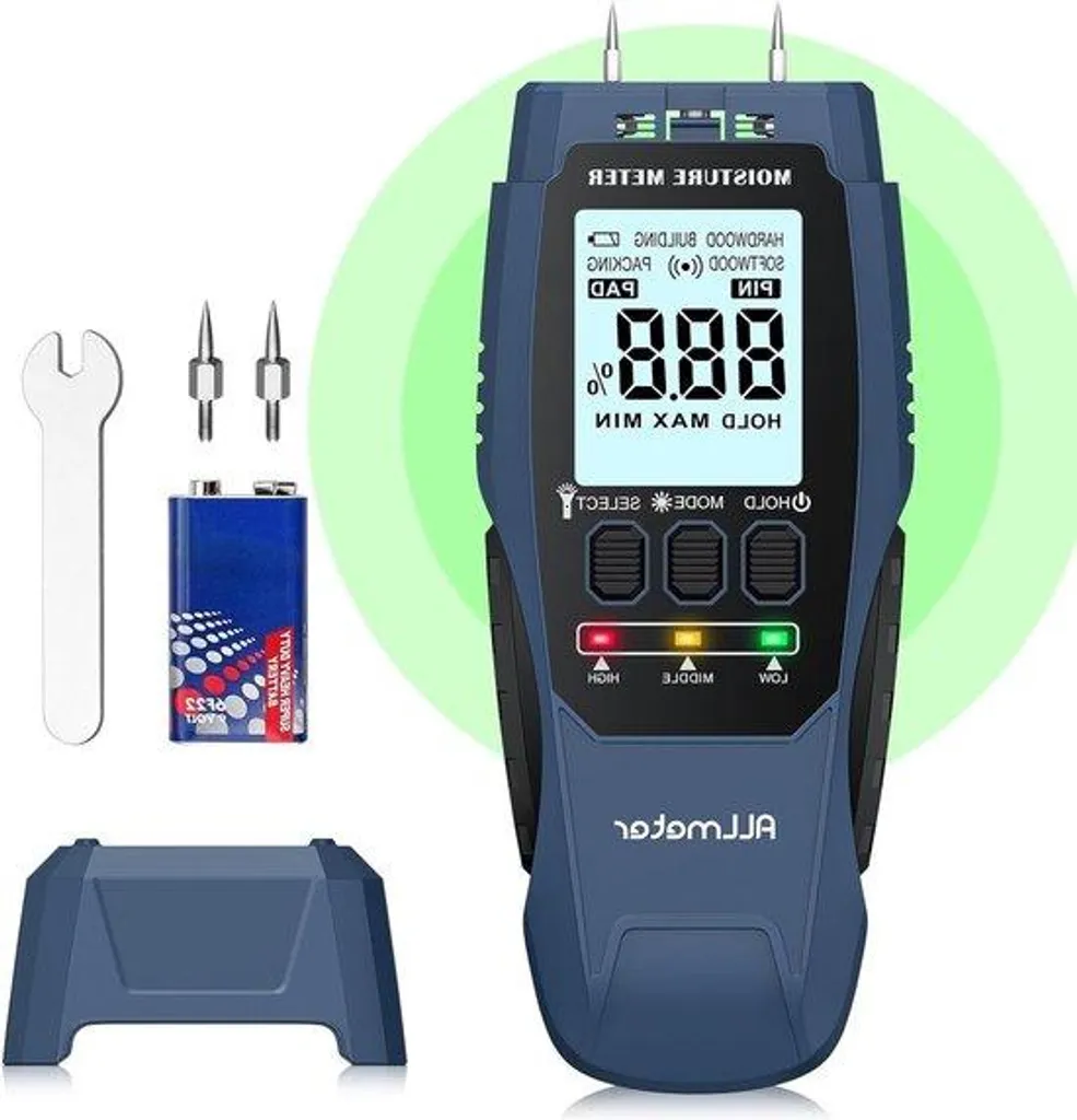 Détecteur d'Humidité Matériaux et Bois 2-en-1 - Sonde Rétractable LCD