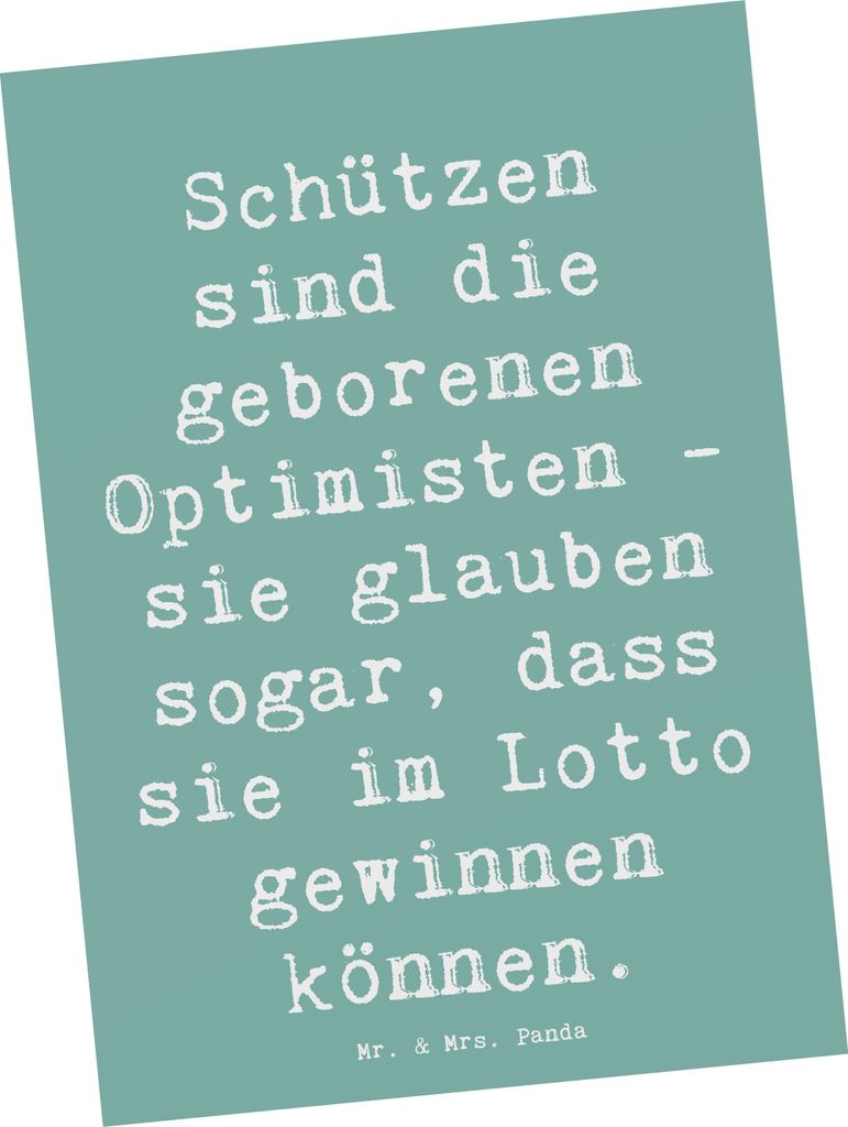 Mr. & Mrs. Panda Ansichtskarte Spruch Schütze Optimist - Produktbild 