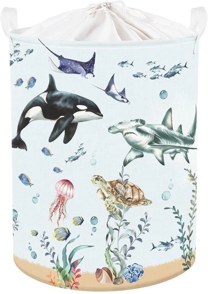 Panier à linge Requin bleu 63L pour chambre d'enfant et salle de bain