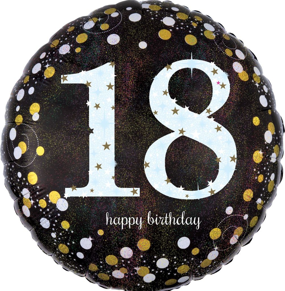 AMSCAN 3323901 Ballon en plastique Happy Birthday 18 - Ø 43 Image du produit 