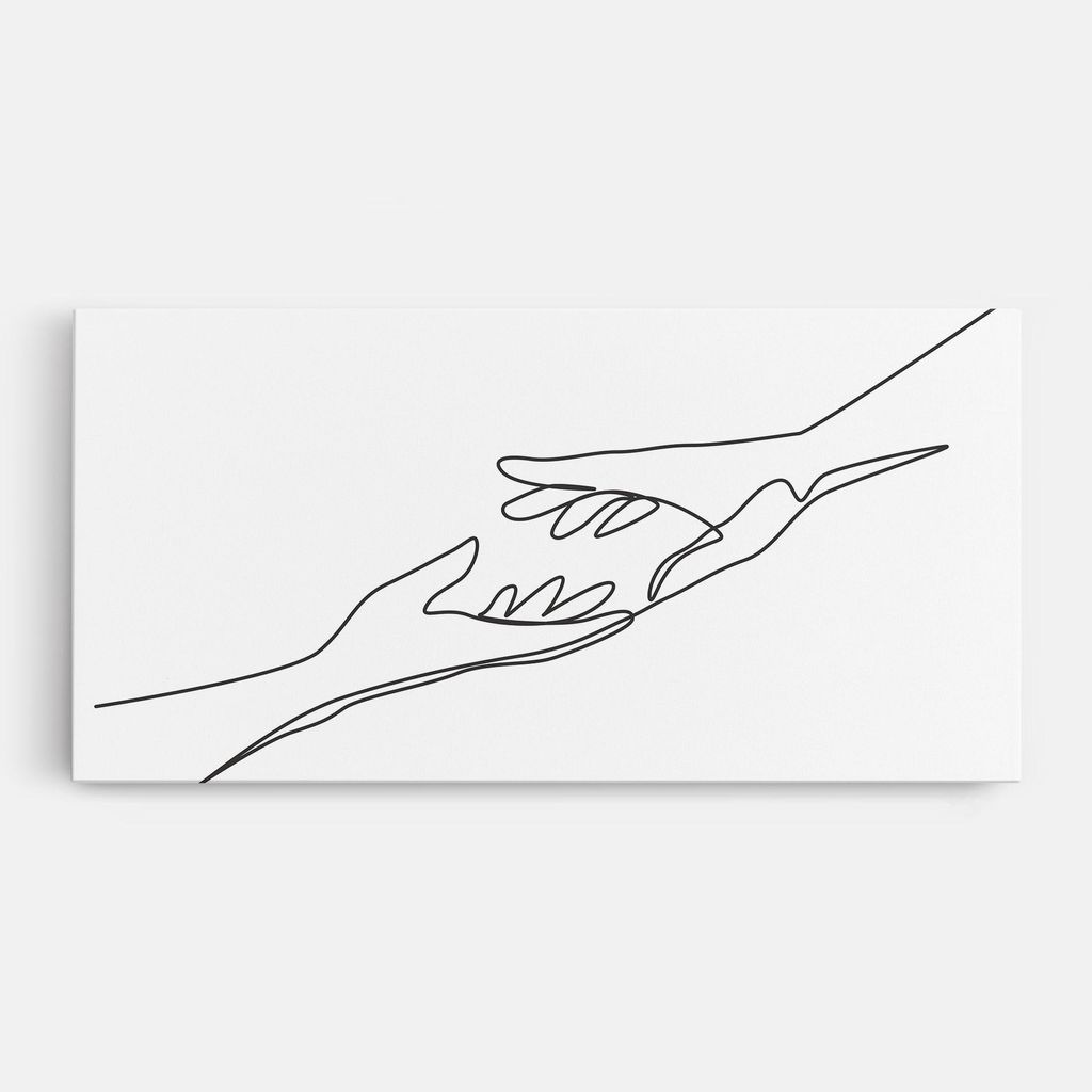 ARTHUB Leinwandbild 40x80 cm, Hands Reaching | Wohnzimmerdekoration, Hängende Bilder, Wanddekoration, Heimdekoration, Abstrakte, Minimalistische