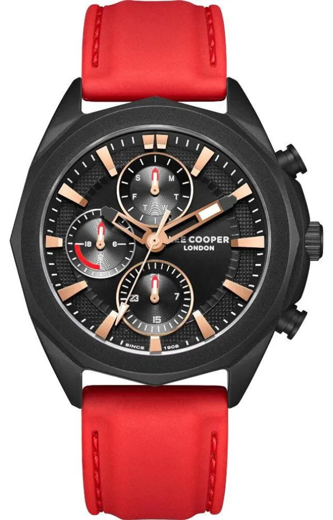 Montre Homme Lee Cooper LC07990.658 Design Rouge en Acier et Silicone