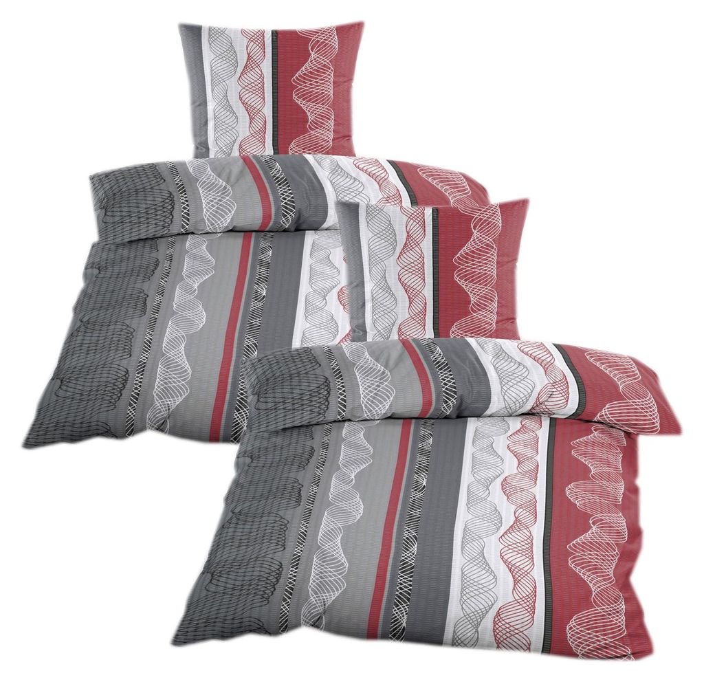 Seersucker Bettwäsche 4 tlg. 135 x 200 mit Reißverschluss Produktbild 