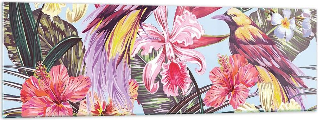 Bilder auf glas - Blume Vogel Sommer - 160x50cm - Glasbilder - Wandbilder - Kunstdruck - zum Aufhängen bereit - Wanddekoration aus Glas - Glas Bil...