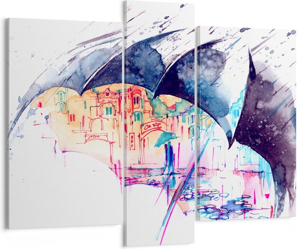 Bild auf Leinwand - Leinwandbild - Regenschirm Regen Regentropfen nass - 95x80cm - Wand Bild - Wanddeko - Leinwanddruck - Bilder - Kunstdruck - Lei...
