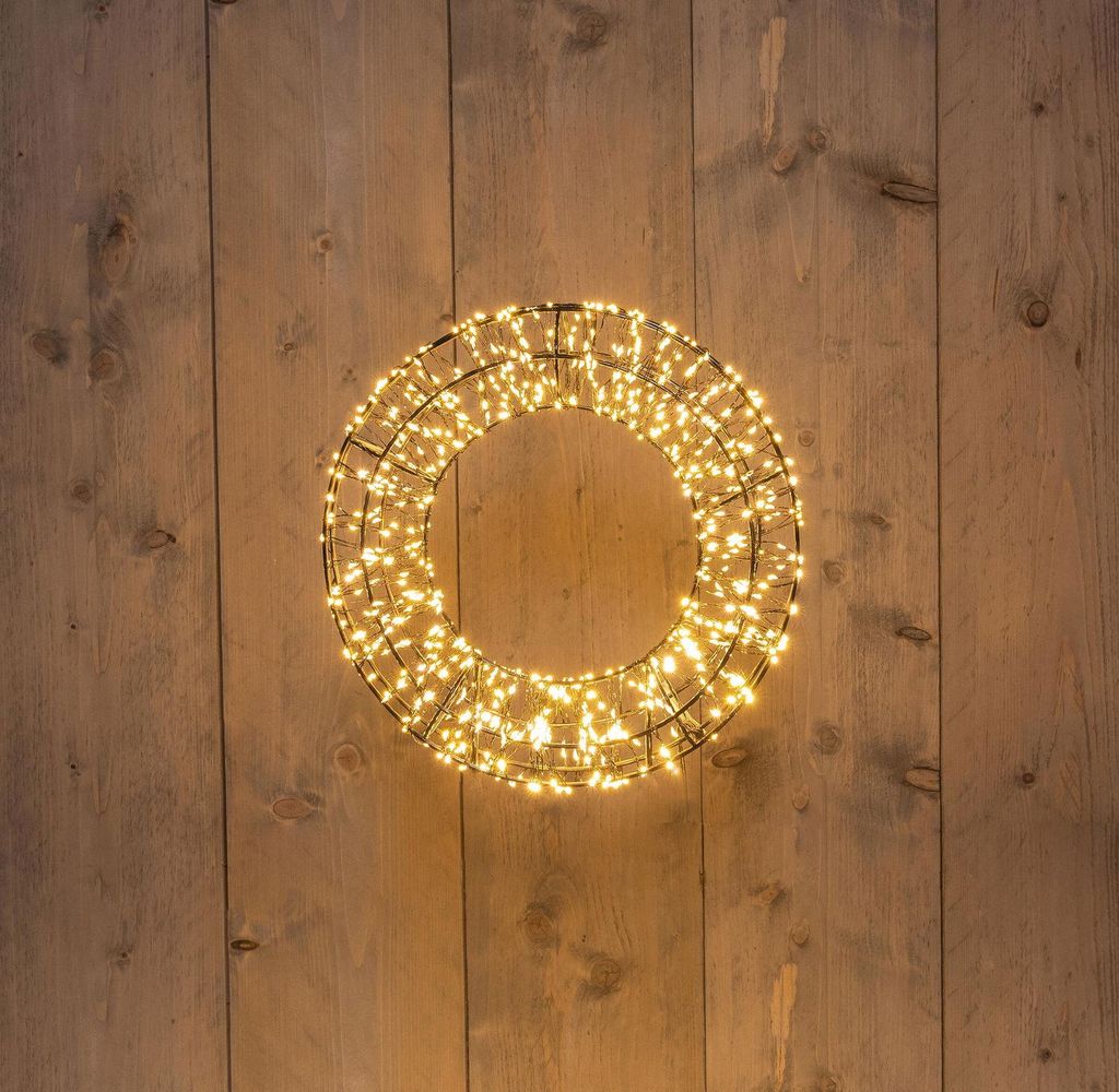 Klassischer Metallkranz 36x8 cm mit 1200 warmweißen LEDs, Produktbild 