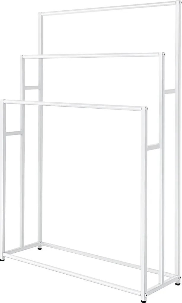 Porte-serviettes 3 niveaux blanc avec pieds stables antidérapants