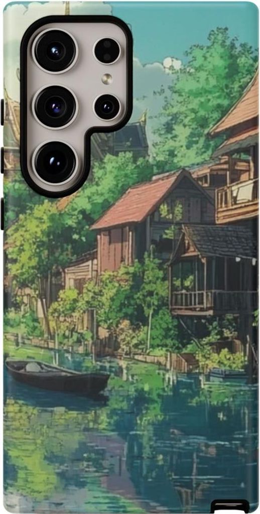 Idyllisches Flussdorf mit traditioneller Architektur – Hülle Kompatibel mit Galaxy S24 Ultra