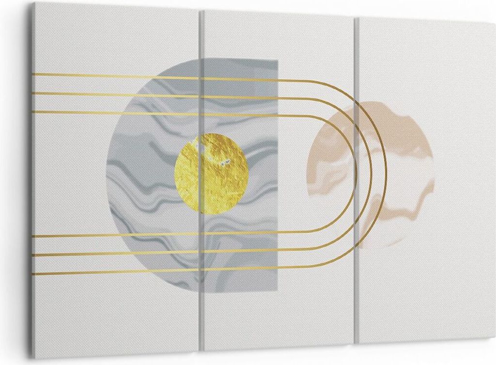 Bild auf Leinwand - Leinwandbild - 3 Teile - Modern Gold abstrakt - 105x70cm - Wand Bild - Wanddeko - Wandbilder - Leinwanddruck - Bilder - Wanddek...