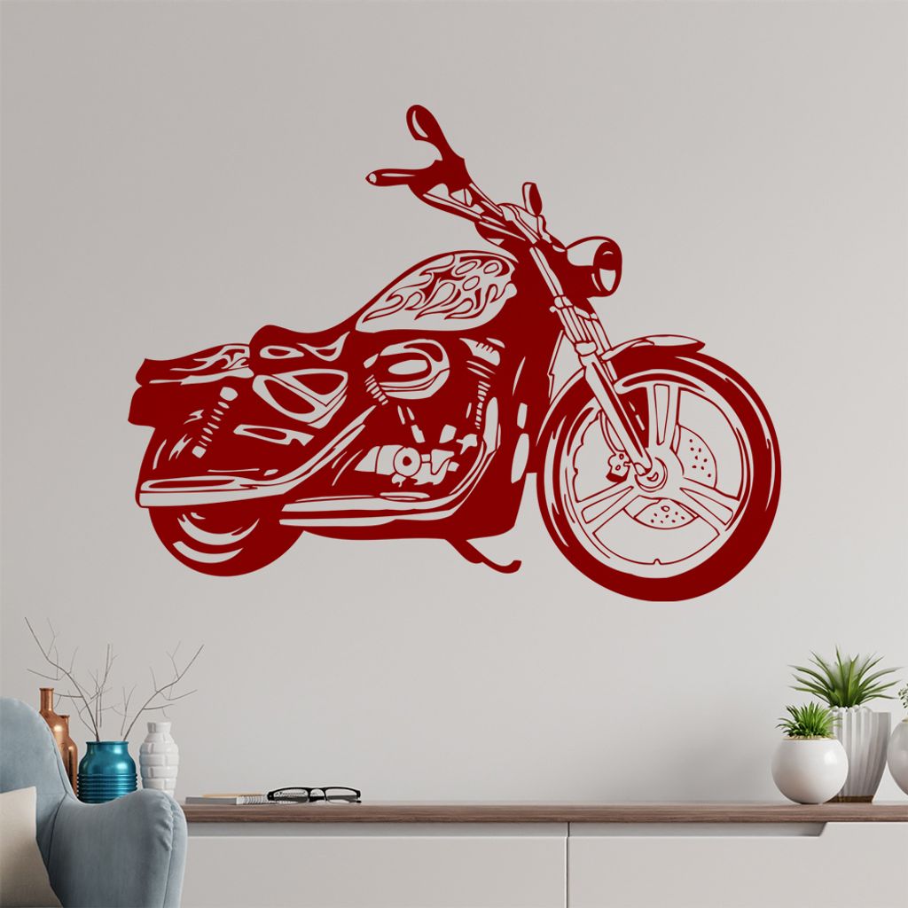 Motorrad Wandtattoo in 6 Größen - Wandaufkleber Wall Sticker - Dekoration, Küche, Wohnzimmer, Schlafzimmer, Badezimmer