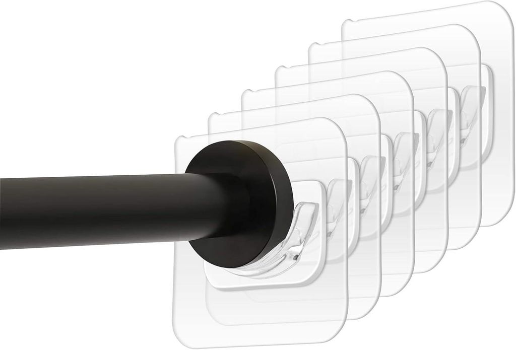Selbstklebende Duschvorhangstangenhalter - Set von 6 Stück, Wandmontage ohne Bohren