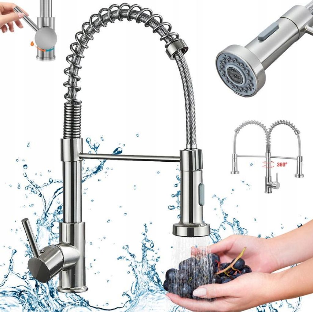 AjieQAQ  Küche, Küchenarmatur, Spültischarmatur mit Brause Produktbild 