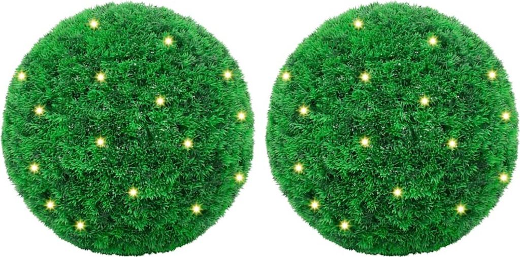 Künstliche Buchsbaumkugeln mit LED-Leuchten 2 Stk. Grün 52 cm