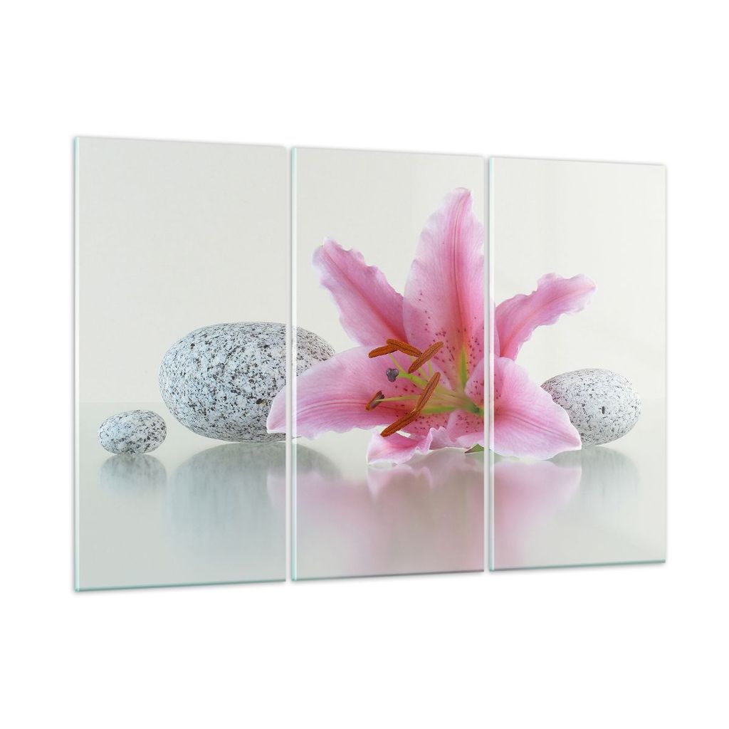 Bilder auf glas - Lilienblüte grün Pflanze - 165x110cm - Glasbilder - Wandbilder - Kunstdruck - zum Aufhängen bereit - Wanddekoration aus Glas -...