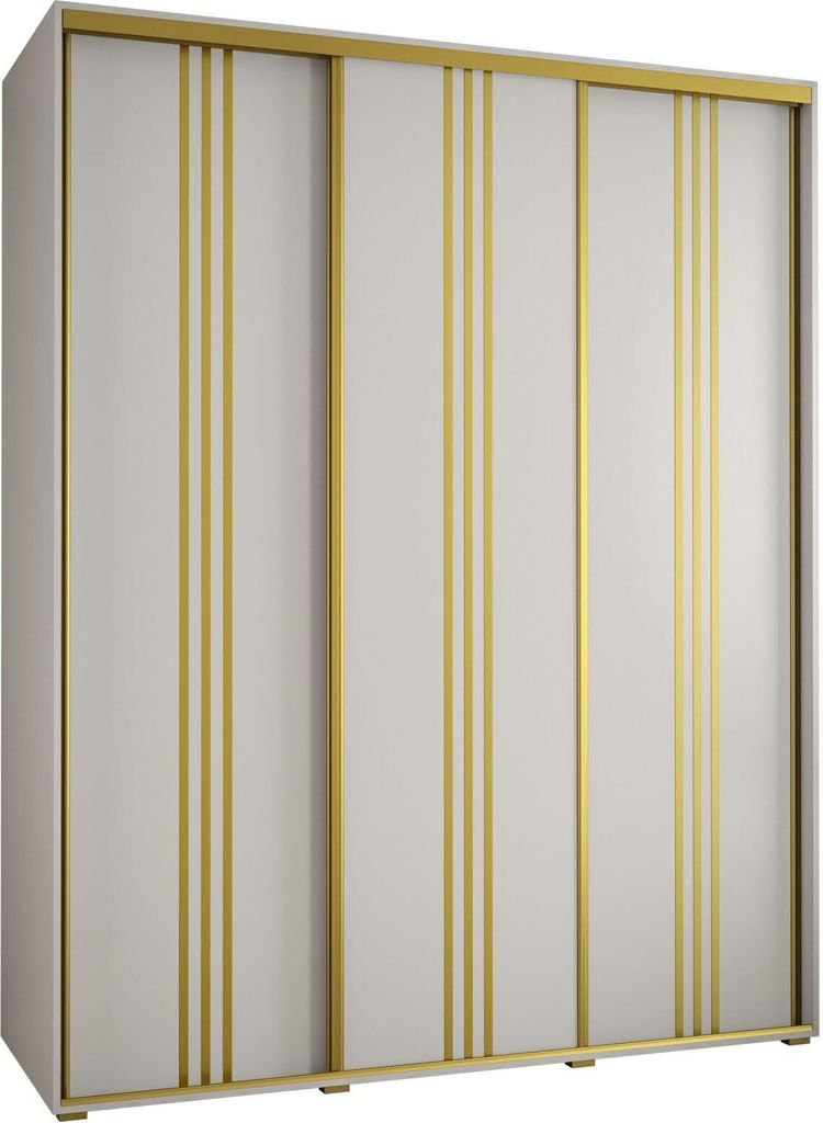 MEBLE KRYSPOL Davos 6 Schrank, drei Türen - 235,2x190x60 cm - Weiß Weiß Gold