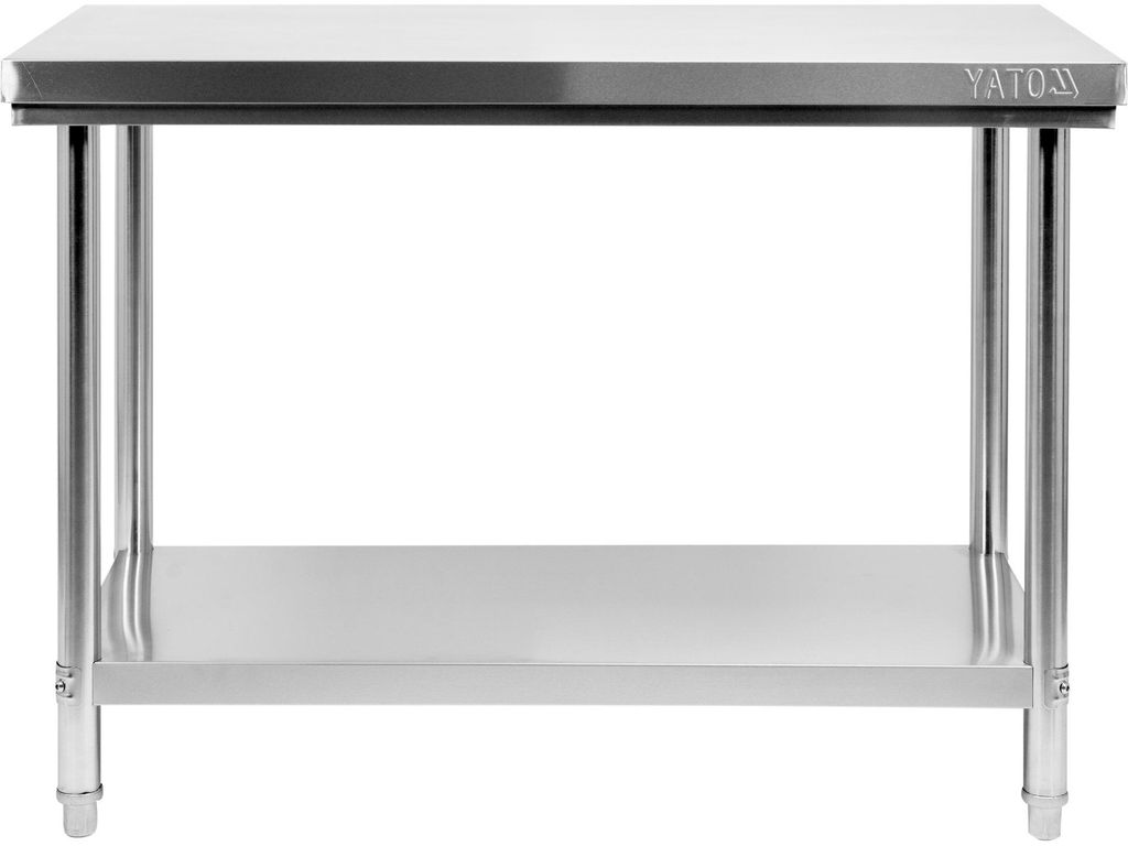 Zentraler Edelstahltisch mit Ablage 100x60x85 cm