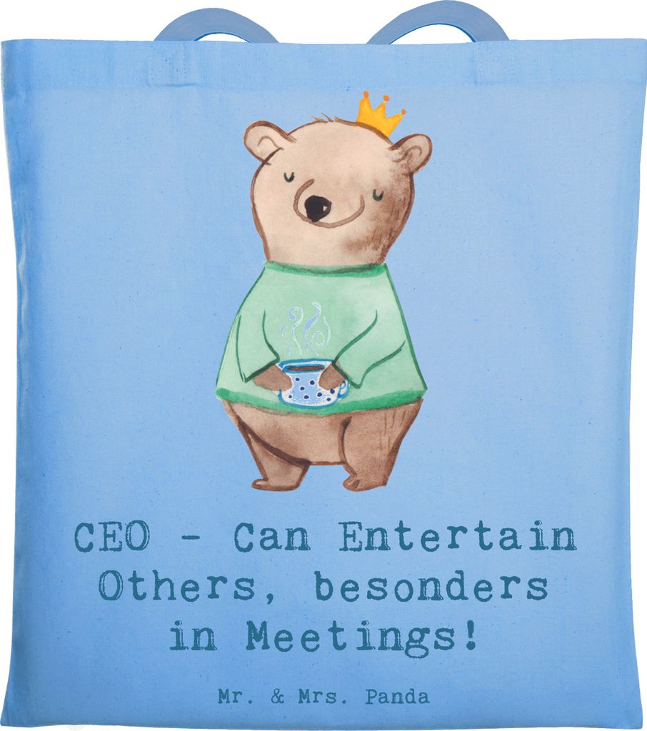 Mr. & Mrs. Panda Schultasche CEO Unterhaltungskünstler - Sky Blue - Geschenk, strategische Führung, stofftasche baumwolle, Einkaufstasche, Berufe...