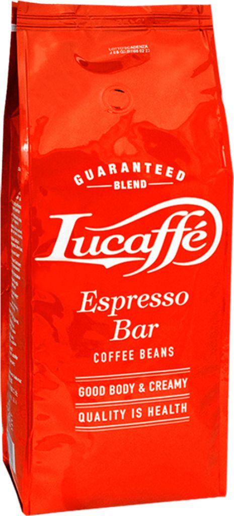 A bag of Lucaffé Espresso Bar coffee beans.