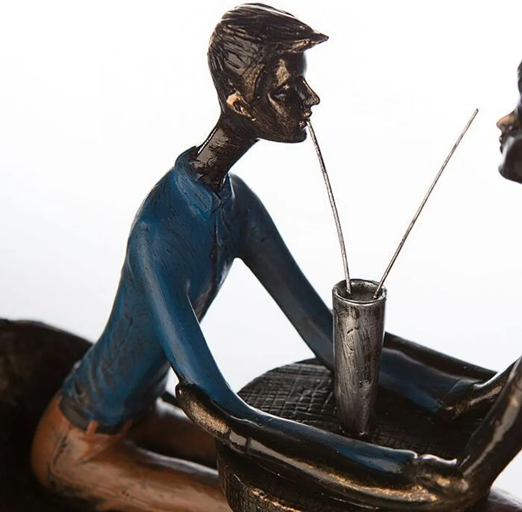 Décoration de Table Romantique : Sculpture Couple Gilde Bronze 21x25cm