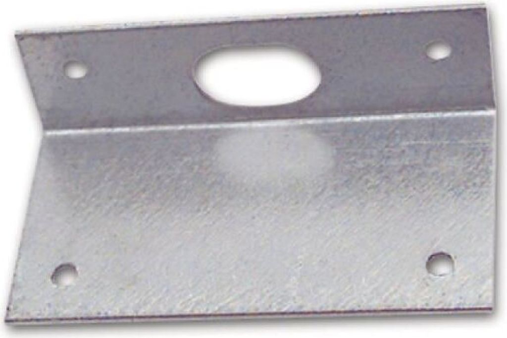 Riegelschließblech abgewinkelt, mit ovalem Loch, 70 x 40 x 21 mm, Stahl verzinkt | Schliessblech