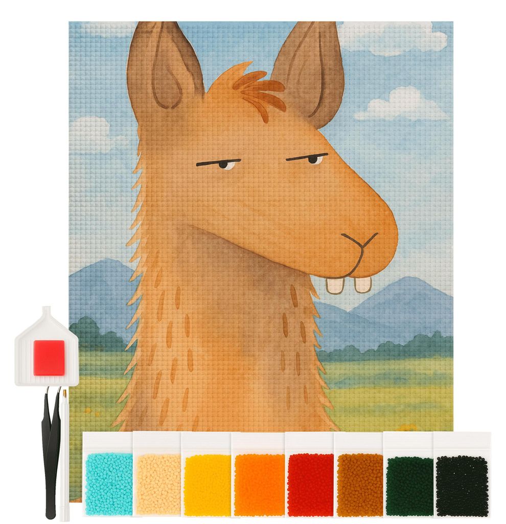 Mr. & Mrs. Panda Diamant Malen Lamakopf Genervt Design 40 x 50 cm Ohne Rahmen - Weiß - Geschenk, mosaik bilder, Lamas, Freundin, Lama, painting, C...