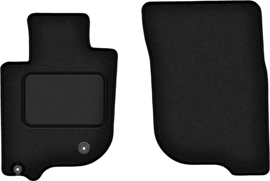 Velours-Fußmatten Vorne passend für Mitsubishi L200 VI (Pickup, Bj. 2019-) – schwarz, passgenau, mit Befestigungen set 2 Stk. - STANDARD