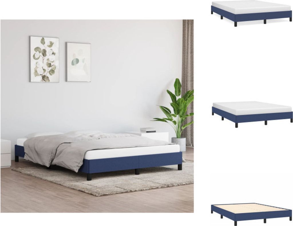 vidaXL Bettgestell Blau 140x190 cm Stoff - Betten & Bettgestelle
