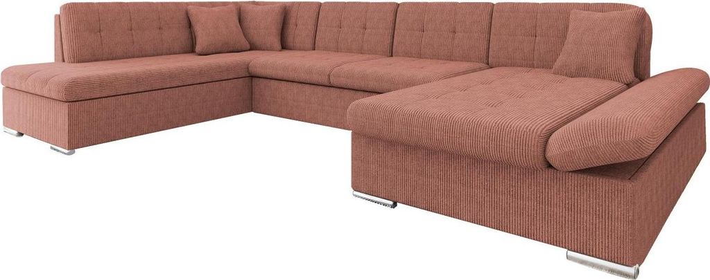 MIRJAN24 Ecksofa Bergen Cord, Bettkasten und Schlaffunktion, U-Form (Farbe: Poso 29, Seite: Rechts)