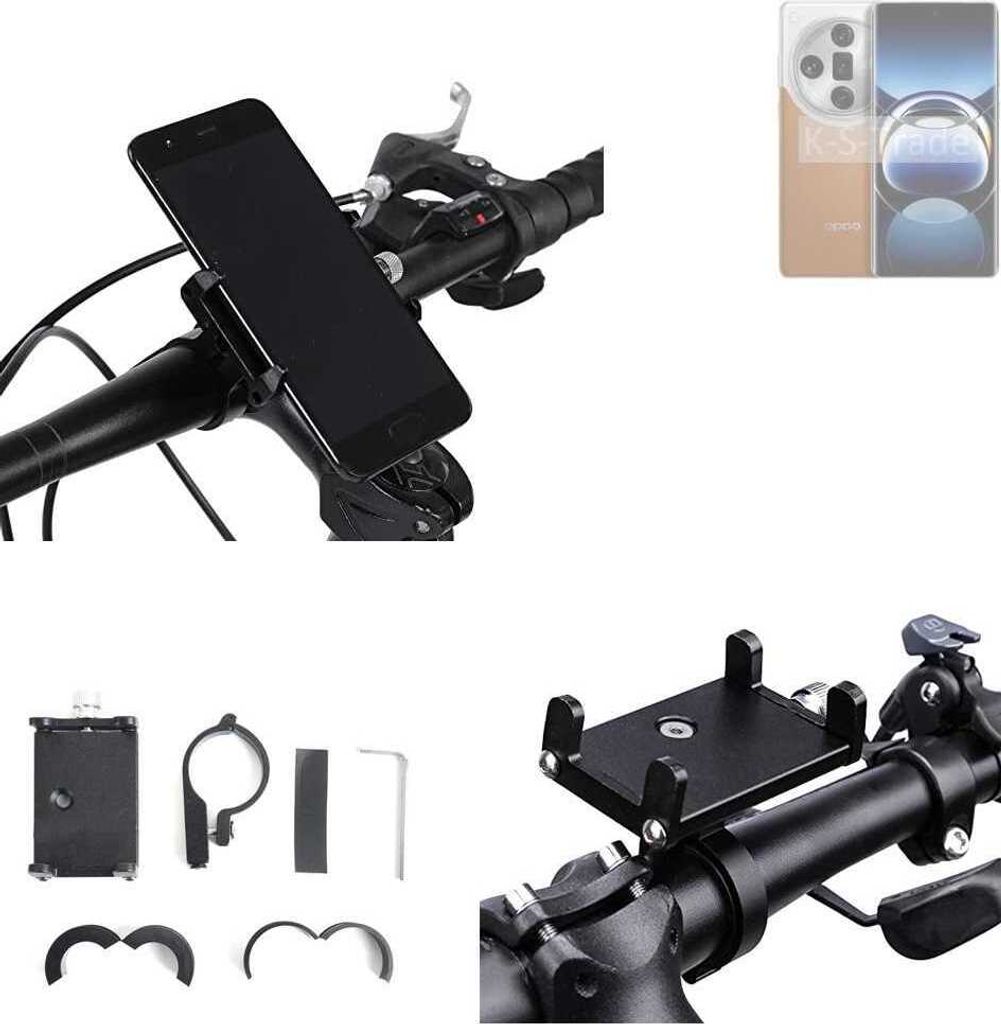 K-S-Trade Handyhalterung für das Fahrrad kompatibel mit Oppo Find X7 Halter Lenkstange Fahrradhalterung Motorrad Bike Mount Befestigung Smartphone