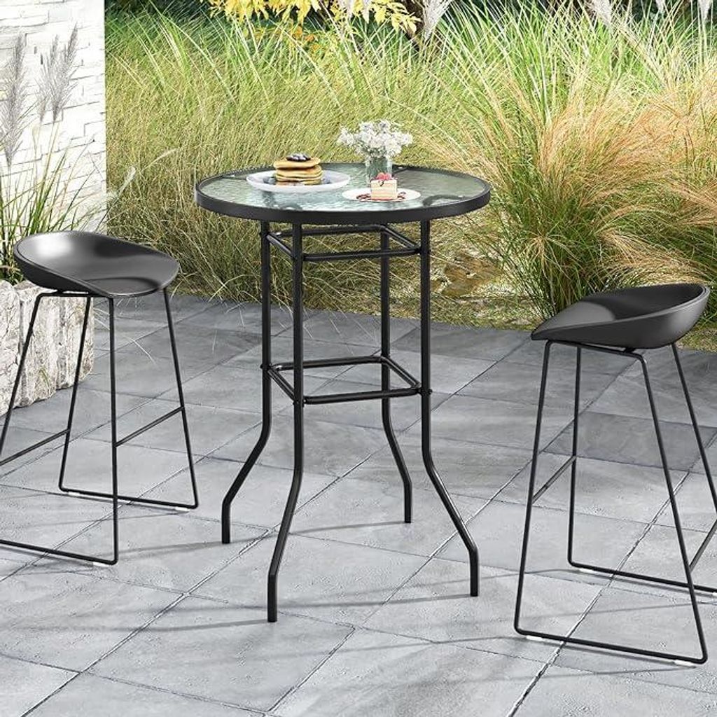 Runder Terrassentisch mit Glasplatte, 68 x 68 cm großer