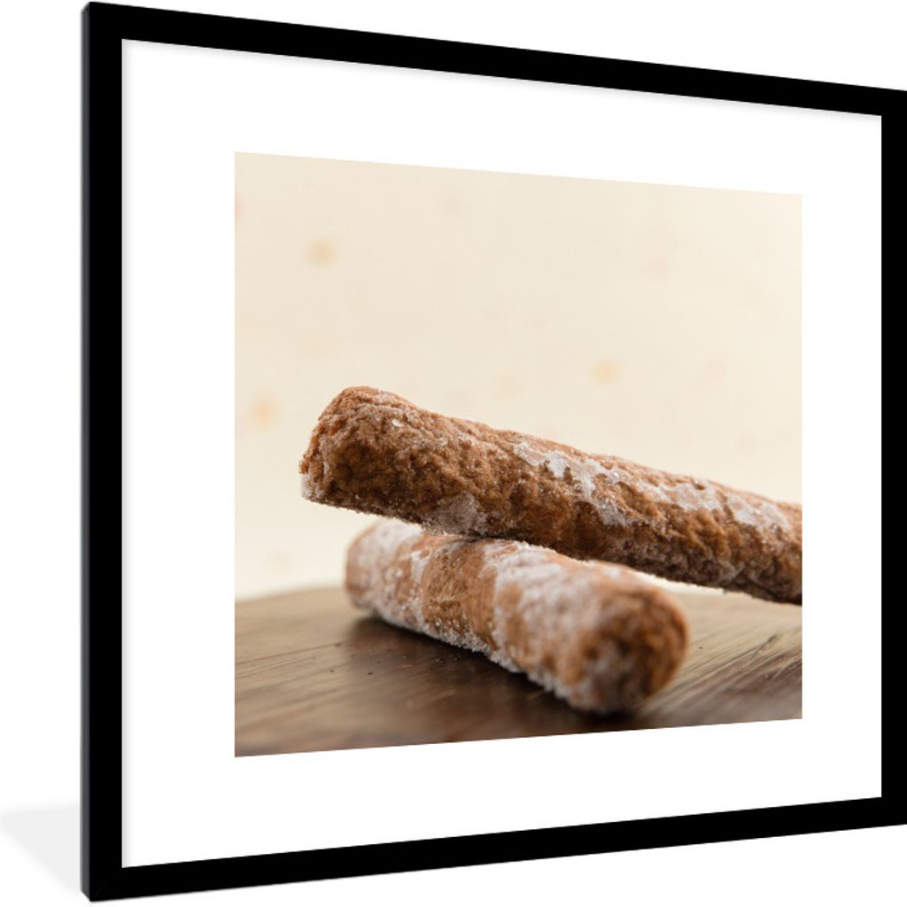 MuchoWow Gerahmtes Poster Zwei gefrorene holländische Frikandellen 40x40 cm - Poster mit Schwarzem Bilderrahmen Wandposter Rahmen Foto Bilder - ...