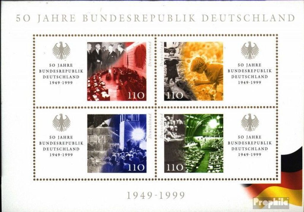 Briefmarken BRD (BR.Deutschland) 1999 Mi Block49 (kompl.Ausg.) gestempelt 50J. BRD