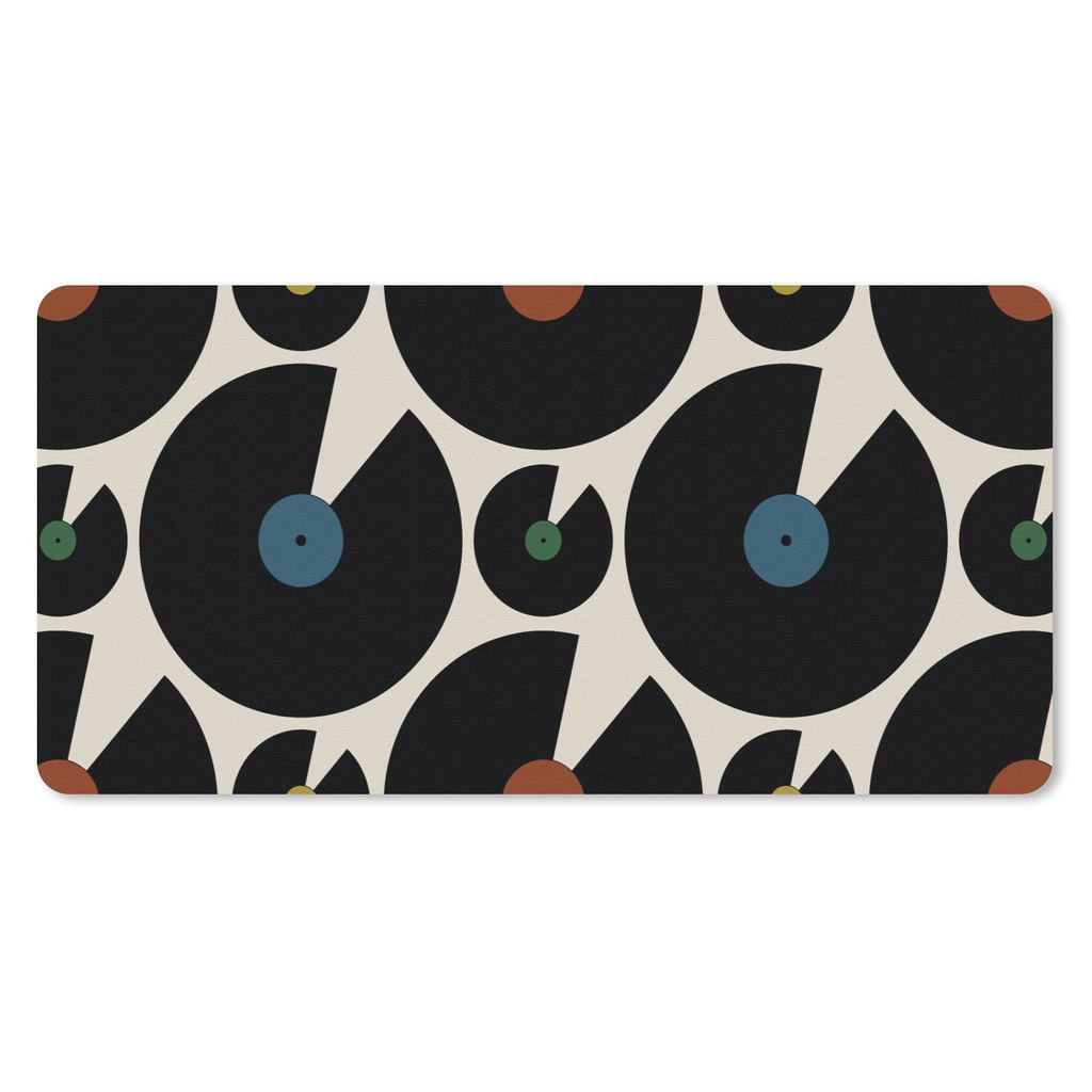 MuchoWow Mauspad Mousepad Musik - Platten - Muster 60x30 cm - Mousepads - Maus Mat - Pad - Mausunterlage - Nachhaltig